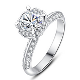 2.5ct Round Cut Diamond Engagement Ring 14k WhiteGold Over Halo Flower Solitaire