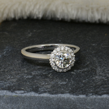 2.3ct Round Cut Diamond Engagement Ring 14k White Gold Finish Halo Promise Women