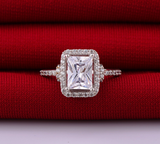 2.8ct Radiant Cut Diamond Engagement Ring 14k White Gold Finish Halo Solitaire