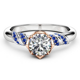 1.5ct Round Cut Diamond Engagement Ring 14k Dual Tone Finish Lotus Flower Design