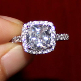 2.8ct Cushion Cut Diamond Halo Engagement Ring 14K White Gold Over Round Accent