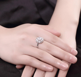 2ct Round Cut VVS1D Diamond Engagement Ring 14k White Gold Finish Halo Floral