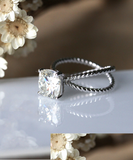 1.5ct Cushion Cut Diamond Engagement Ring 14k White Gold Finish Rope Split Shank