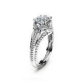2.3ct Round Cut Diamond Engagement Ring 14k White Gold Finish Art Deco Design