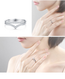 2ct Round Cut Diamond Engagement Ring 14k White Gold Over V Shape Wedding Band