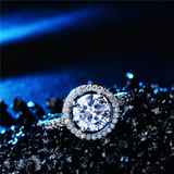 2.8ct Round Cut VVS1/D Diamond Halo Hollow Engagement Ring 18K White Gold Finish