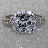 2.8ct Cushion Cut Diamond Halo Engagement Ring 14K White Gold Over Round Accent