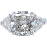 5.5ct Cushion Cut Diamond Engagement Ring 18K White Gold Finish Trillion Accents