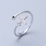 Aeroplane Design Engagement Ring 1.7ct Round Cut Diamond 14k White Gold Finish