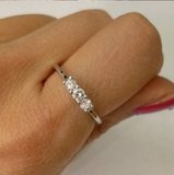 1.4ct Round Cut Diamond Engagement Ring 14k White Gold Finish Trilogy Solitaire