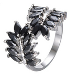 2.5ct Marquise Cut Black Diamond ByPass Leaf Engagement Ring 14K White Gold Over