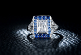 2.4ct Radiant Cut Diamond Engagement Ring 14k White Gold Finish Vintage Art Deco