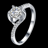 2.3ct Round Diamond Unique Swirl Solitaire Engagement Ring 14K White Gold Finish