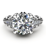 2.4ct Round Cut Diamond Engagement Ring 14k White Gold Finish Art Deco Filigree