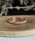 0.9ct Round Cut Diamond Wedding Ring Band 14k Rose Gold Finish Half Eternity