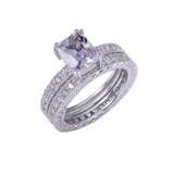 3.5ct Radiant Cut Diamond Engagement Ring 14k White Gold Over Vintage Bridal Set