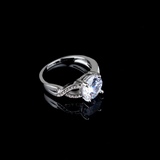 2.1ct Round Cut DVVS1 Diamond Split Shank Engagement Ring 14k White Gold Finish