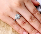 2ct Round Cut VVS1D Diamond Engagement Ring 14k White Gold Finish Flower Style