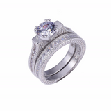 3ct Round Cut Diamond Engagement Ring 14k White Gold Finish Vintage Bridal Set