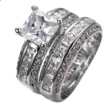 4.5ct Princess Cut Diamond Bridal Solitaire Ring Band Set 14K White Gold Finish