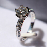2.1ct Round Cut Diamond Engagement Ring 14k White Gold Finish Lotus Flower Style