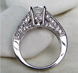 2.5ct Round Cut VVS1 Diamond Engagement Ring 18k White Gold Over Antique Vintage