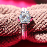 2.1ct Round Cut Diamond Engagement Ring 14k White Gold Finish Lotus Flower Style