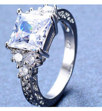2ct Princess Cut Diamond Vintage Filigree Engagement Ring 14K White Gold Over