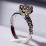 2.1ct Round Cut Diamond Engagement Ring 14k White Gold Finish Lotus Flower Style