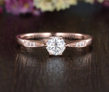 0.5ct Round Cut Moissanite Solitaire with Accents Women Ring 14k RoseGold Plated