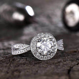 2.6ct Engagement Ring Round Cut Diamond Milgrain Filigree 14k White Gold Finish