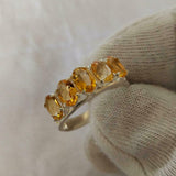 2.5ct Wedding Ring Band Oval Cut Yellow Citrine Five Stone 14k White Gold Finish