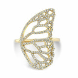 1ct Round Cut VVS1 Diamond Butterfly Wings Engagement Ring 14k Rose Gold Finish