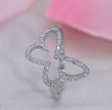 1.5ct Round Cut Diamond Butterfly Design Statement Ring 14k White Gold Finish