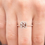 1.2ct Cushion Cut Simulated Morganite Halo Engagement Ring 14k Rose Gold Plated