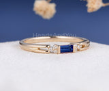 0.1ct Baguette Cut Simulated Sapphire Half Eternity Wedding Band 14k Gold Plated