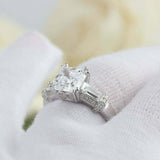 2ct Asscher Cut Diamond Tapered Baguette Accent Ring Trilogy 14k White Gold Over