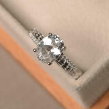 2ct Engagement Ring Oval Cut Diamond Accents Solitaire 14k White Gold Finish