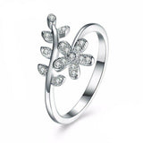 2ct Round Cut Diamond Engagement Ring 14k White Gold Finish Floral Leaf Bypass