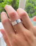 0.1ct Princess Cut Simulated Emerald Three Stone Wed Band 14k White Gold Plated