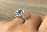 1.2ct Oval Cut Blue Aquamarine Solitaire Engagement Ring 18k White Gold Finish