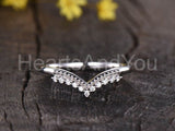 0.2ct Round Cut Moissanite Crown Tiara Women Wedding Band 14k White Gold Plated