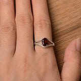 2.2ct Engagement Ring Oval Cut Red Garnet Split Shank 14k White Gold Finish