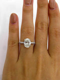 4.5ct Oval Cut Diamond Accent Hidden Halo Solitaire Ring 14K White Gold Finish