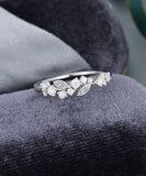 0.5ct Round Cut Moissanite Floral Stacking Wedding Band 14k White Gold Plated
