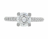 3Ct Round Cut Diamond Engagement Solitaire Ring with Accents 14K White Gold Over