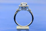 2.3ct Round Cut Diamond Halo Split Band Engagement Ring 14k White Gold Finish
