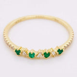 0.5ct Round Cut Simulated Emerald Stackable Wedding Band 14k Yellow Gold Plated