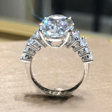 5Ct Oval Cut Diamond Marquise Accents Engagement Ring 14K White Gold Finish