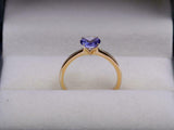 1ct Engagement Ring Round Cut Blue Tanzanite Solitaire 14k Yellow Gold Finish